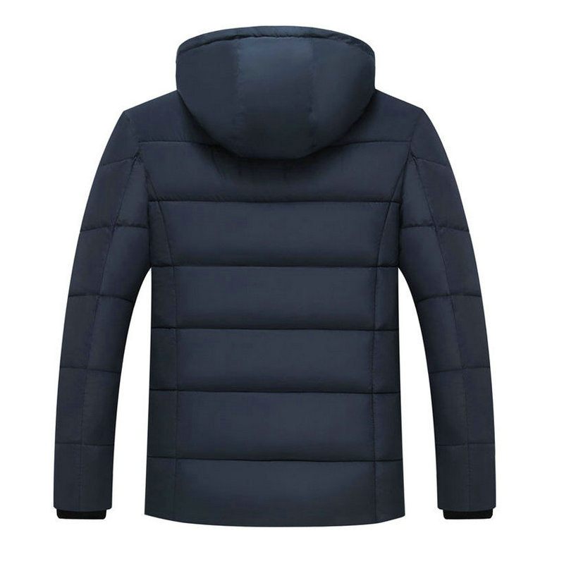 Streetwear Vinter Herre Tykke Frakker Varme Jakker Polstrede Casual Hætte Thermal Parka Nye Mænd Overfrakker Herretøj - Navy