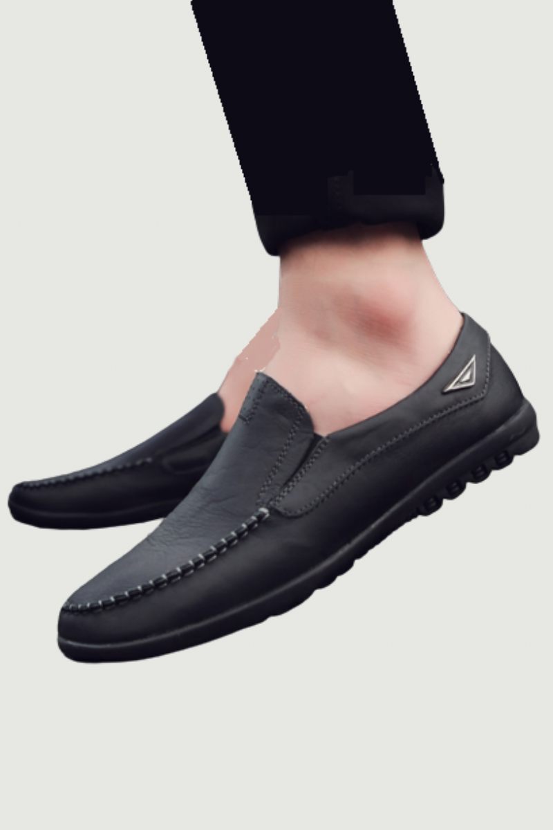 Ægte Læder Mænd Sko Casual Luksus Italienske Herre Loafers Mokkasiner Åndbar Slip On Boat Sko