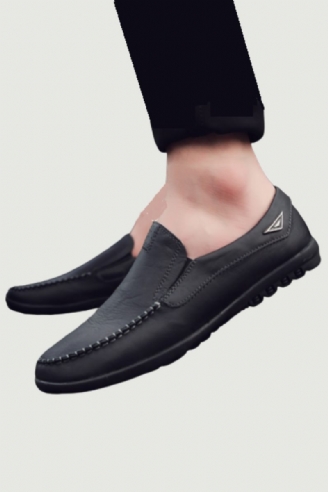 Ægte Læder Mænd Sko Casual Luksus Italienske Herre Loafers Mokkasiner Åndbar Slip On Boat Sko