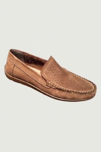 Åndbar Hollow Out Ægte Læder Loafers Sommer Herre Fodtøj Komfortabel Blød Bund Casual Sko Mænd Slip-on Flade Sko