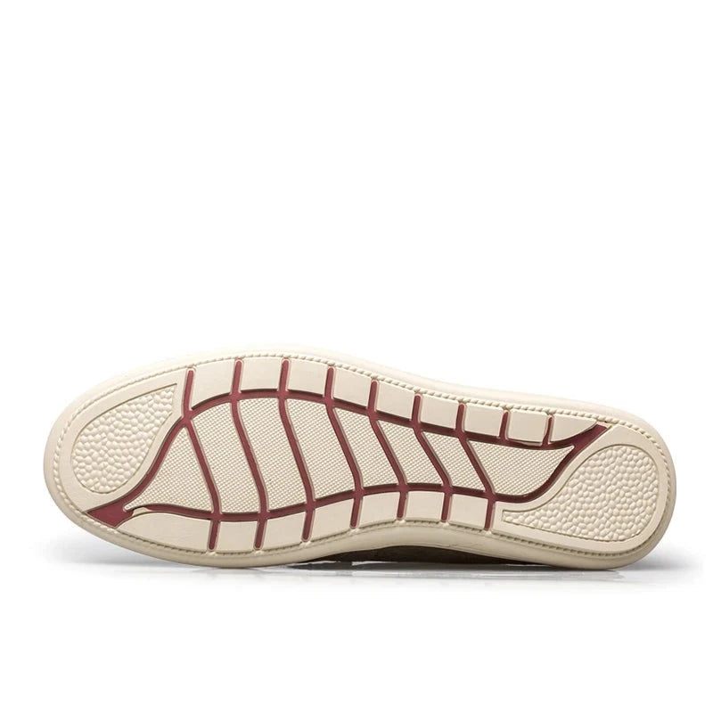 Casual Spring Mænd Sko Slip On Ægte Læder Loafers Komfortable Håndlavede Designer Sko - Beige