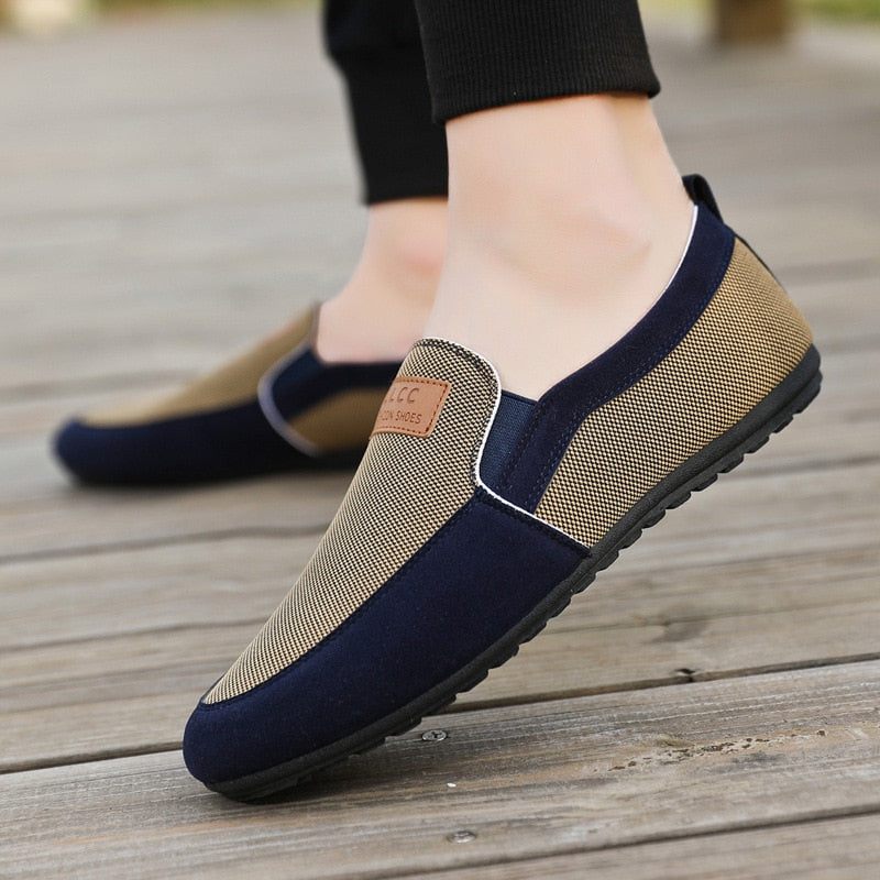 Mænd Casual Sko Forår Efterår Canvas Trend Alsidig Student Loafers Sko - Kaki