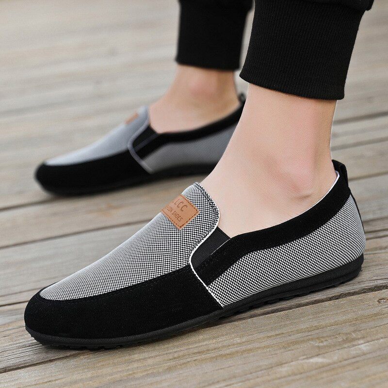 Mænd Casual Sko Forår Efterår Canvas Trend Alsidig Student Loafers Sko - Kaki