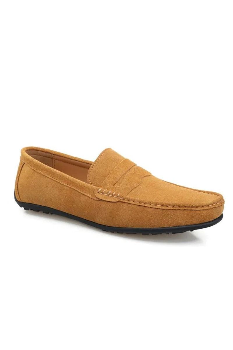 Mænd Kvaster Loafers Split Læder Åndbar Sorte Sko Blød Udendørs Casual Sommer Mules Kjole Sandaler Flats