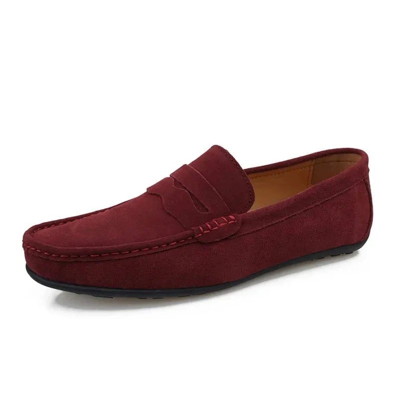 Mænd Kvaster Loafers Split Læder Åndbar Sorte Sko Blød Udendørs Casual Sommer Mules Kjole Sandaler Flats - Rød