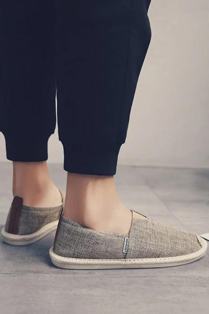 Mænds Massivt Lærredssko Sommer Bløde Loafers Åndbar Komfortabel Blød Herresko Slip Wear