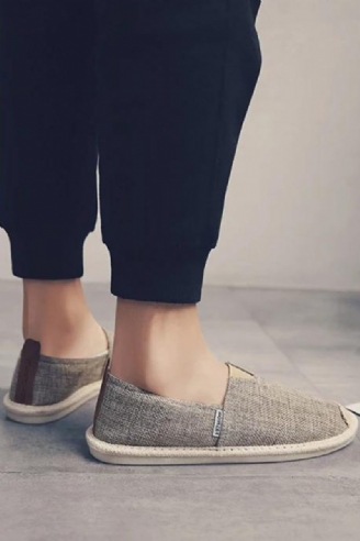 Mænds Massivt Lærredssko Sommer Bløde Loafers Åndbar Komfortabel Blød Herresko Slip Wear