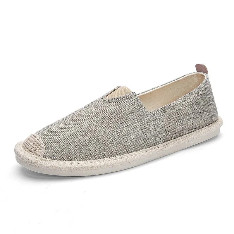 Mænds Massivt Lærredssko Sommer Bløde Loafers Åndbar Komfortabel Blød Herresko Slip Wear - Beige