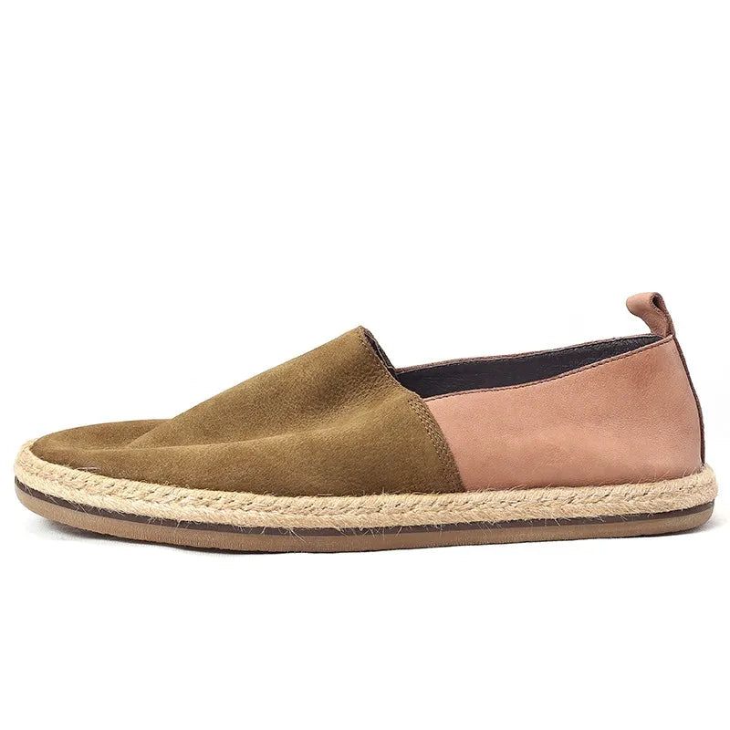 Sommer Åndbar Ægte Læder Loafers Mænd Slip-on Daily Casual Flat Shoes Mandlige Vintage - Kaffe