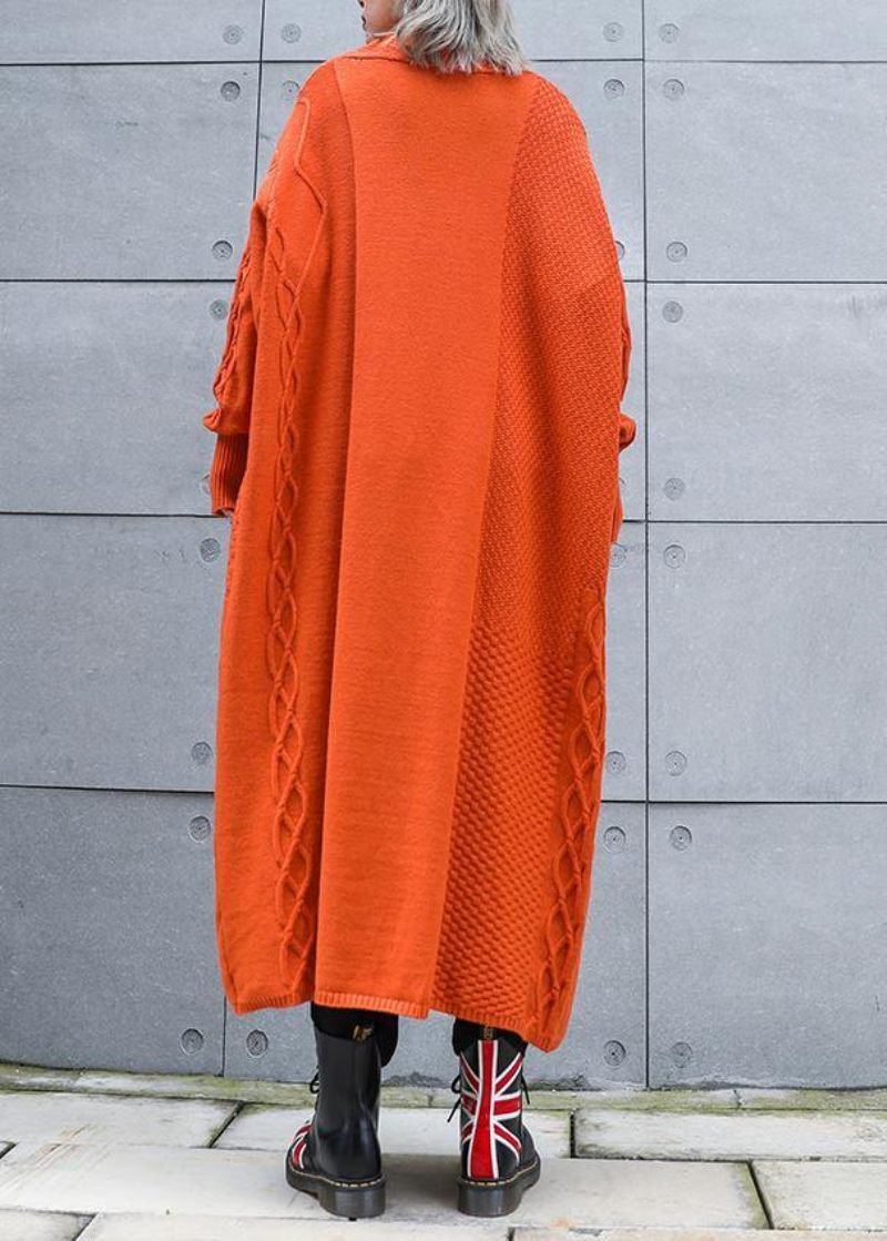 Æstetisk Orange Plus Size Vinterstrik Baggy Outwear - Orange