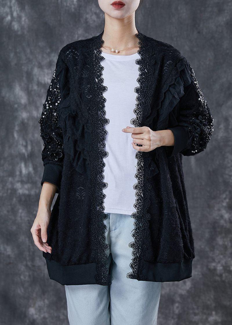 Bohemian Black Oversized Patchwork Blonde Cardigan Spring - Dame cardigans