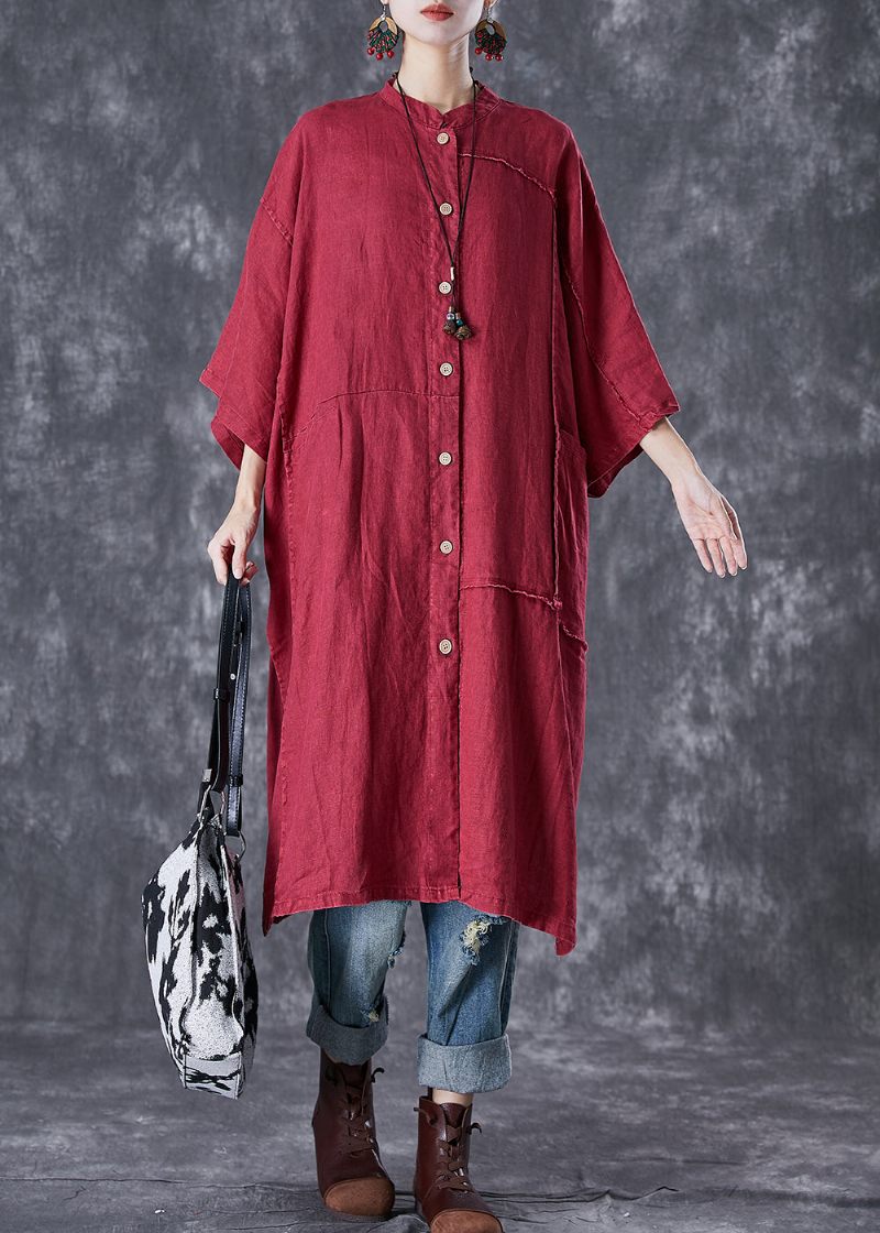 Boho Mulberry Oversized Patchwork Side Åben Linned Lang Cardigan Sommer - Dame cardigans