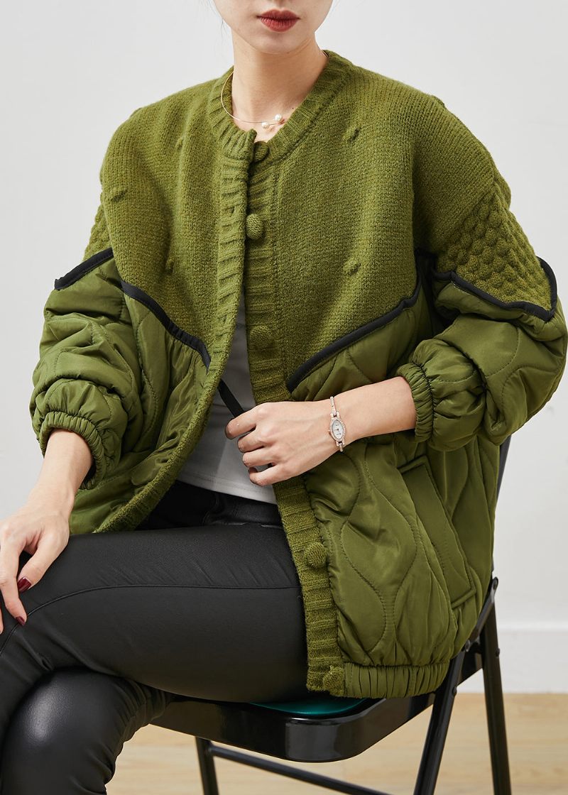 Boutique Grøn Oversized Patchwork Strik Cardigans Forår