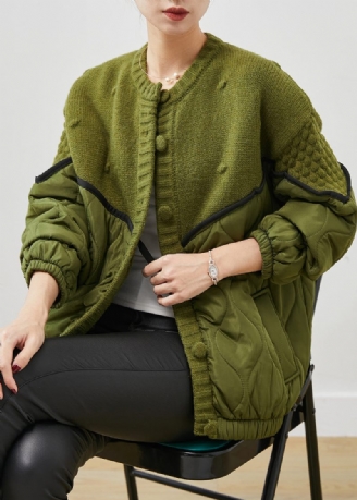 Boutique Grøn Oversized Patchwork Strik Cardigans Forår