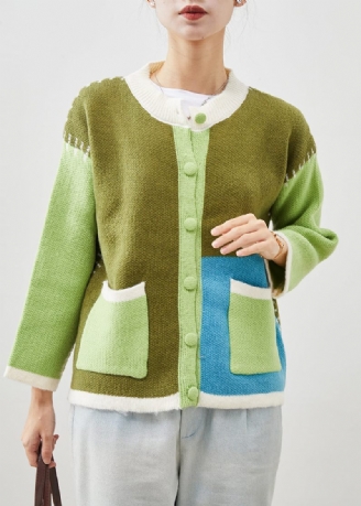 Boutique Grøn Oversized Patchwork Strik Jakker Forår