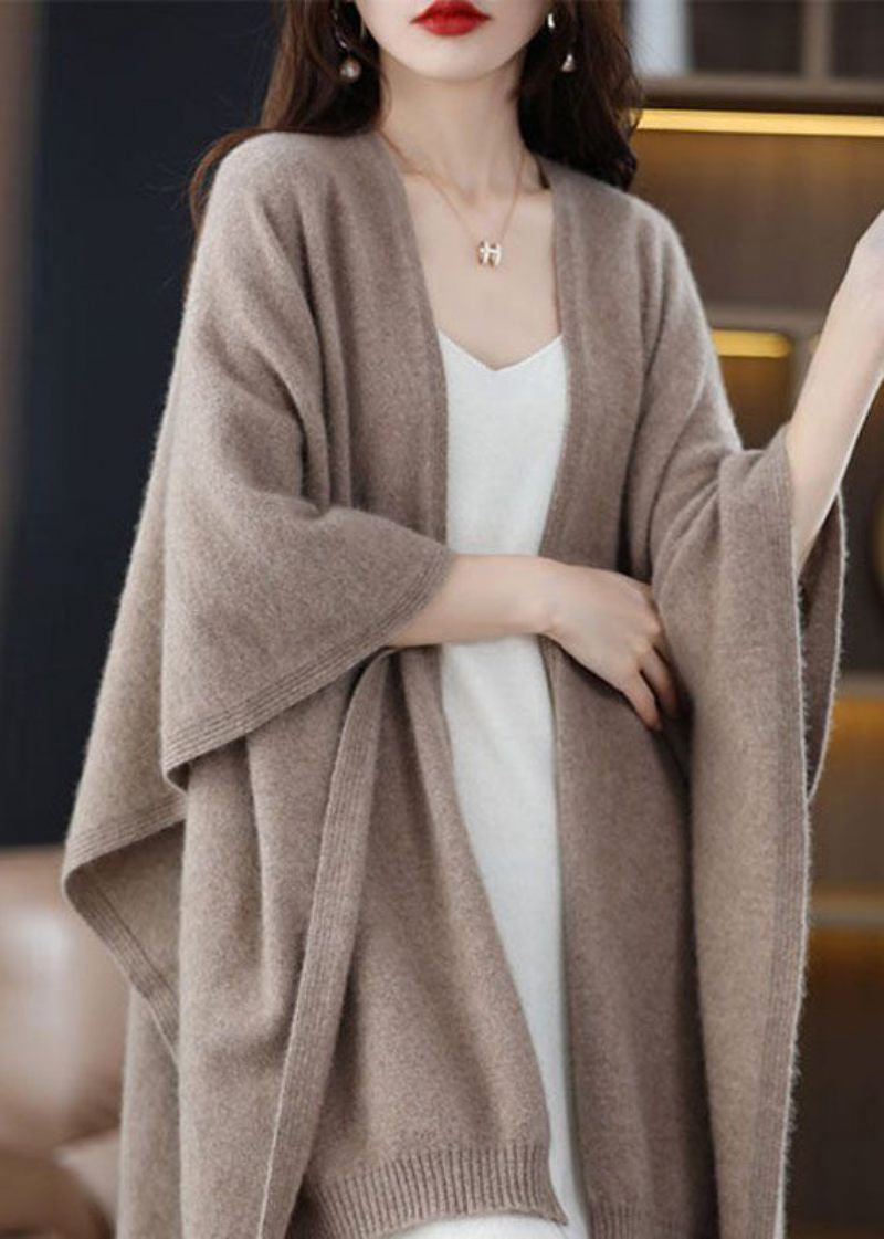 Diy Khaki Oversized Strik Sjal Cardigans Forår