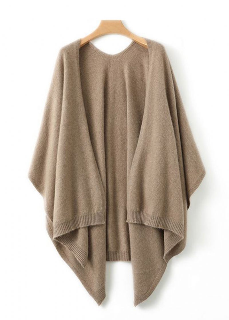 Diy Khaki Oversized Strik Sjal Cardigans Forår - Dame cardigans