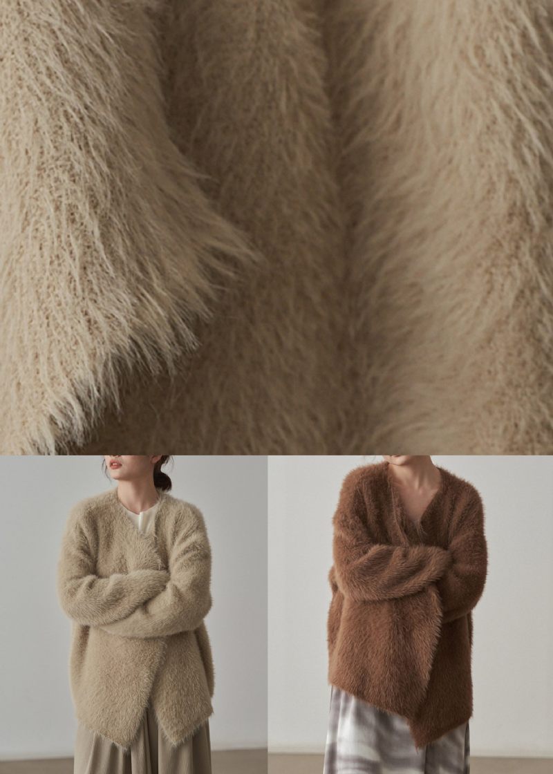 Kaffe Chunky Mink Hår Strikket Cardigan V-hals Langærmet - Dame cardigans