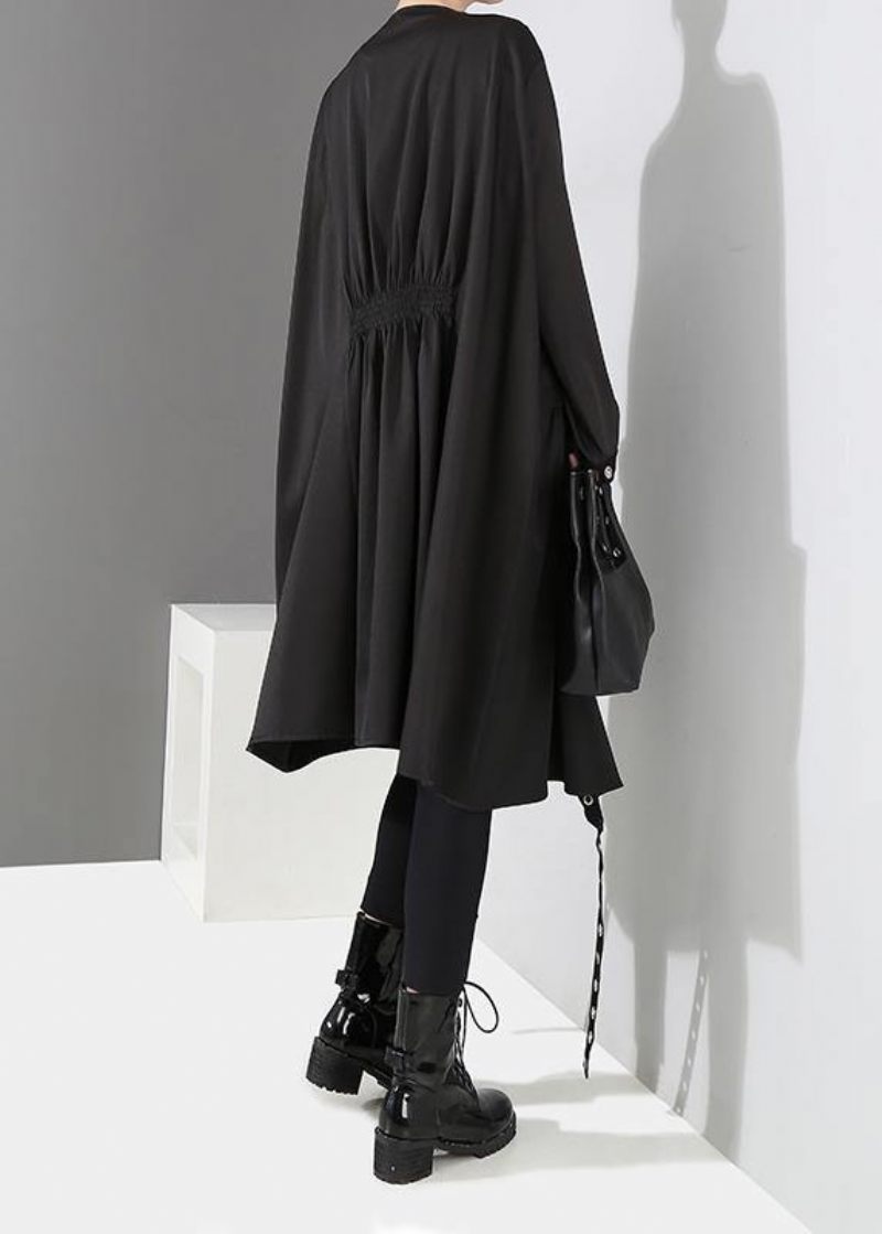 Kvinde Solid Black Unik Cape Style Coat - Dame cardigans