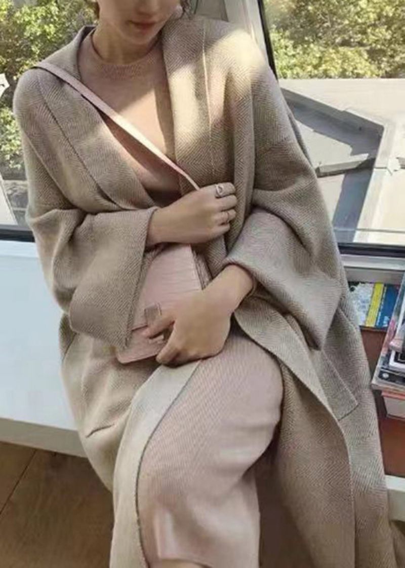 Kvinder Light Camel Peter Pan Krave Lommer Strik Cardigan Fall - Dame cardigans