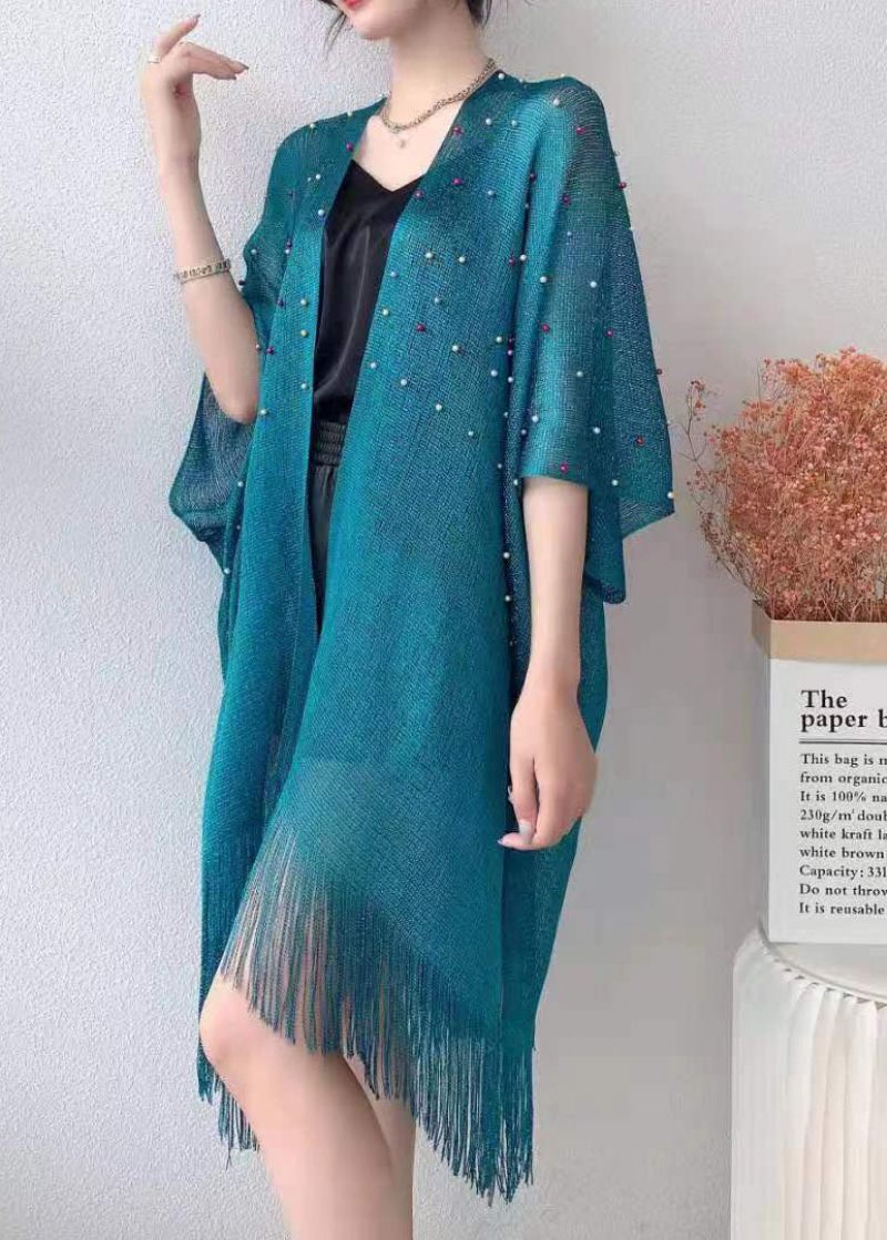 Mode Lilla Nail Bead Tassel Patchwork Tulle Cape Fall - Dame cardigans