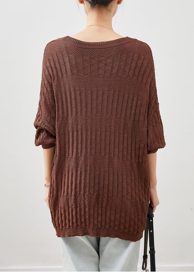 Moderne Chokolade Oversized Strik Cardigan Flagermus Ærme - Dame cardigans