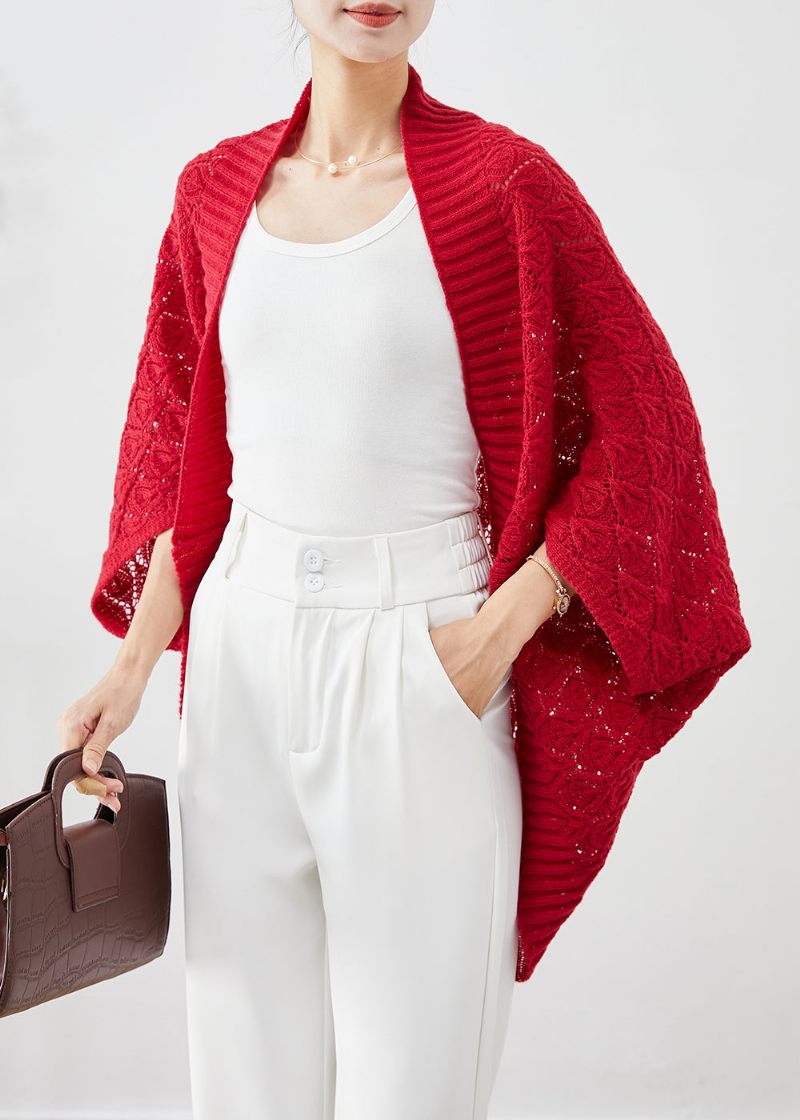 Moderød Oversized Hollow Out Knit Cardigan Fall - Dame cardigans