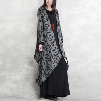 Mørkegrå Frakker Oversized Asymmetrisk Vinterfrakke Fashion Langærmet Patchwork Lange