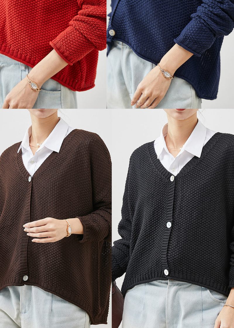 Økologisk Marineblå Oversized Strik Cardigans Forår - Dame cardigans