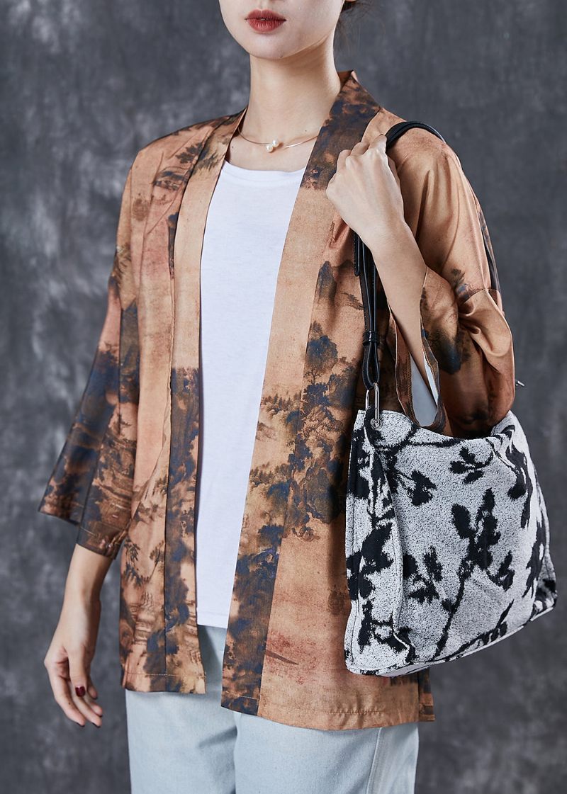 Originalt Design Khaki Oversized Print Cardigan Spring