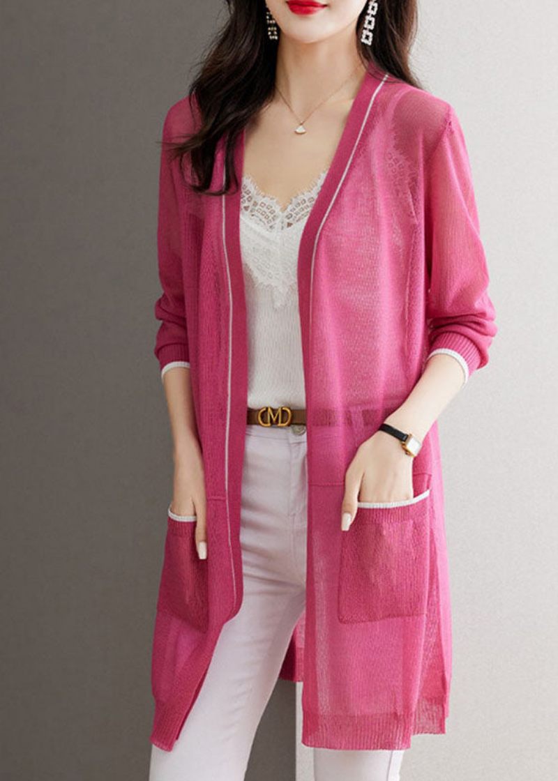 Rose Patchwork Ice Størrelse Strik Cardigans Sommer - Rose