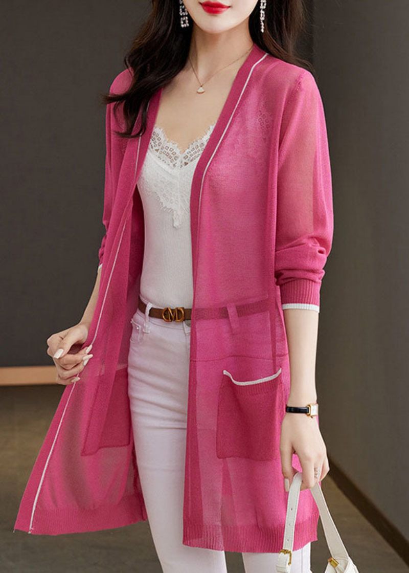 Rose Patchwork Ice Størrelse Strik Cardigans Sommer - Rose