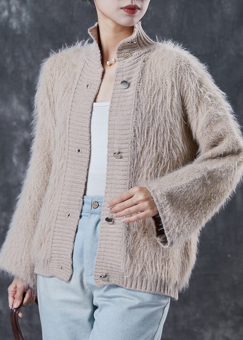 Smuk Khaki Thick Cozy Knit Cardigan Forår