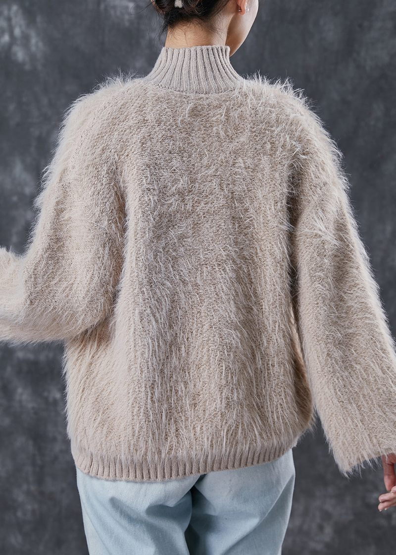 Smuk Khaki Thick Cozy Knit Cardigan Forår - Dame cardigans