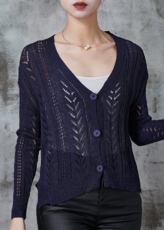 Smuk Navy Button Down Strik Cardigan Spring