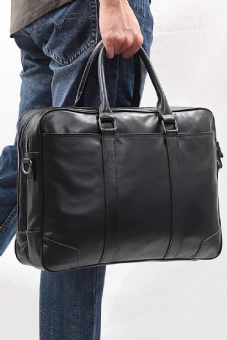 Mænd Ægte Lædermappe 15.6 Tommer Bærbar Håndtaske Business Crossbody Taske Mand Tote Messenger Skuldertasker Mandlige Rejsetaske