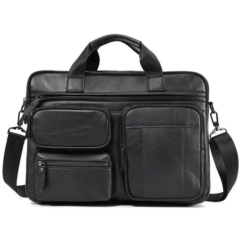 Mænd Business Briefcase Laptop Office Messenger Bag Skuldertaske Håndtasker - Brun