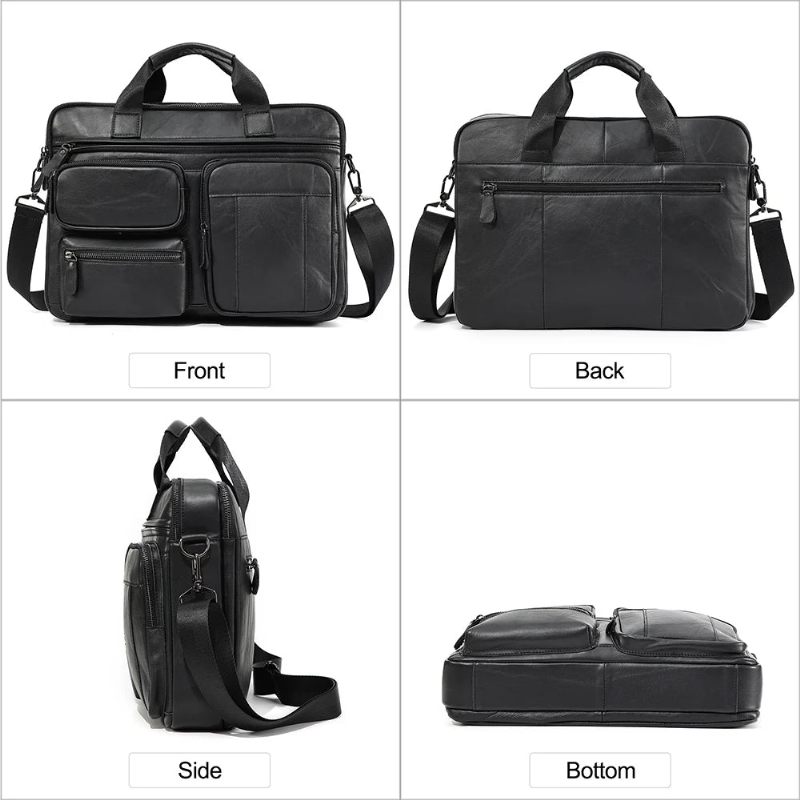 Mænd Business Briefcase Laptop Office Messenger Bag Skuldertaske Håndtasker - Brun