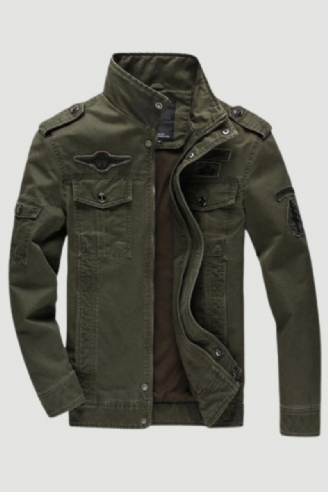 Army Military Jakke Mænd Forår Efterår Bomuld Vasket Frakke Multi-pocket Pilot Bomber Tactical Flight Jakker