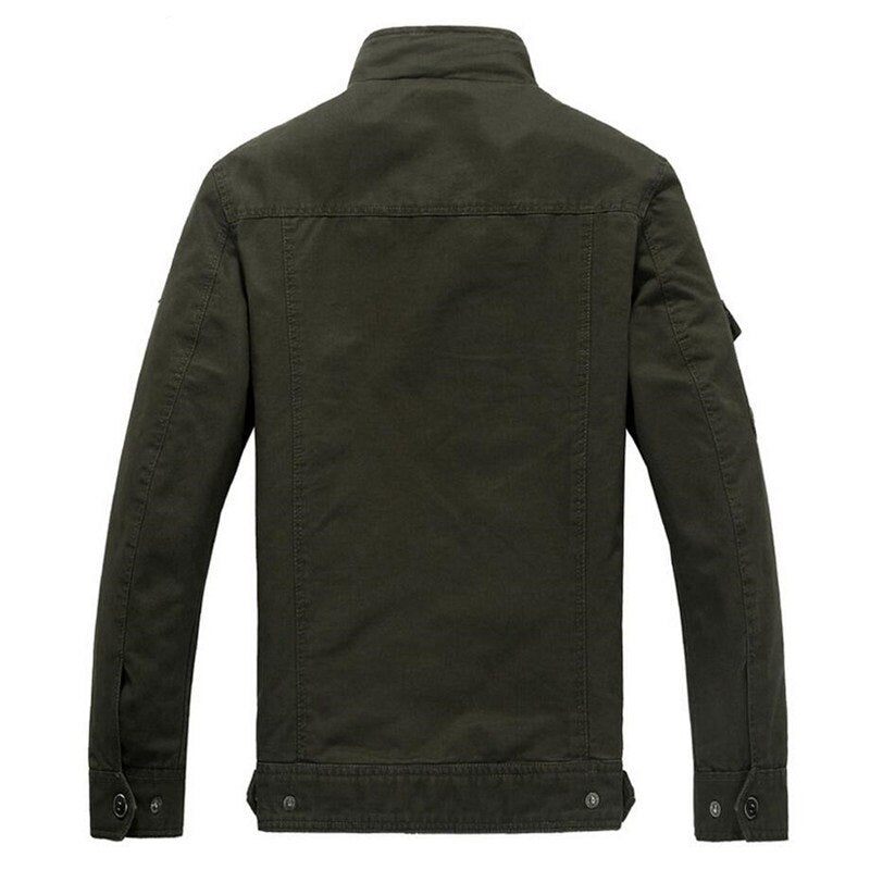 Army Military Jakke Mænd Forår Efterår Bomuld Vasket Frakke Multi-pocket Pilot Bomber Tactical Flight Jakker - Sort