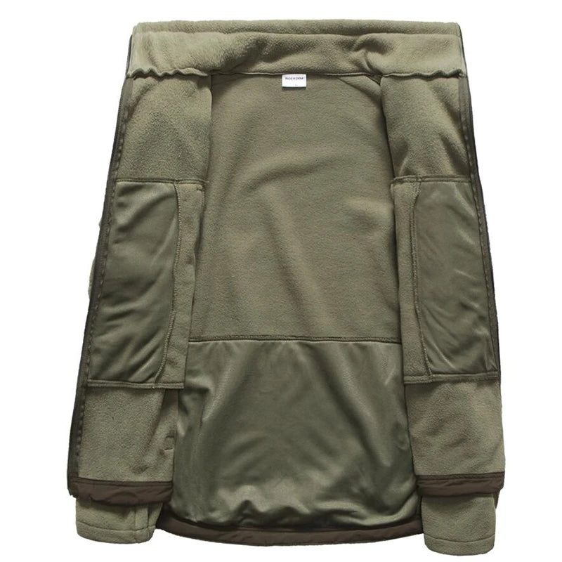 Army Military Tactical Fleece Jakke Mænd Varm Polar Vintertøj Multi Pocket Outwear Casual Termisk Vindtæt Frakke Jakker - Sort