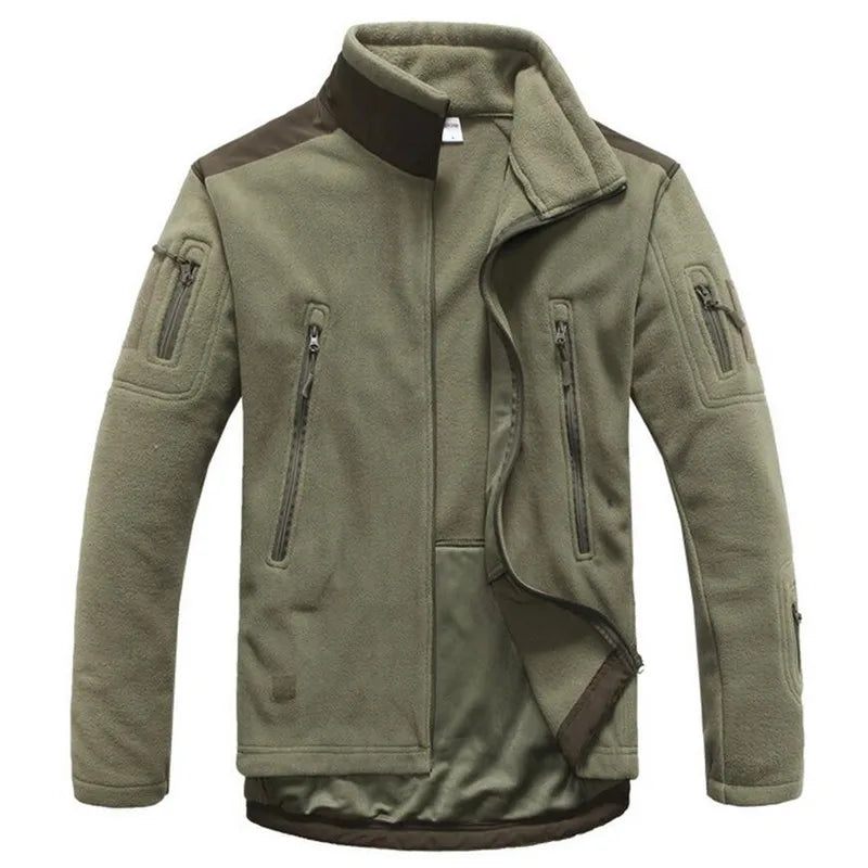 Army Military Tactical Fleece Jakke Mænd Varm Polar Vintertøj Multi Pocket Outwear Casual Termisk Vindtæt Frakke Jakker - Sort