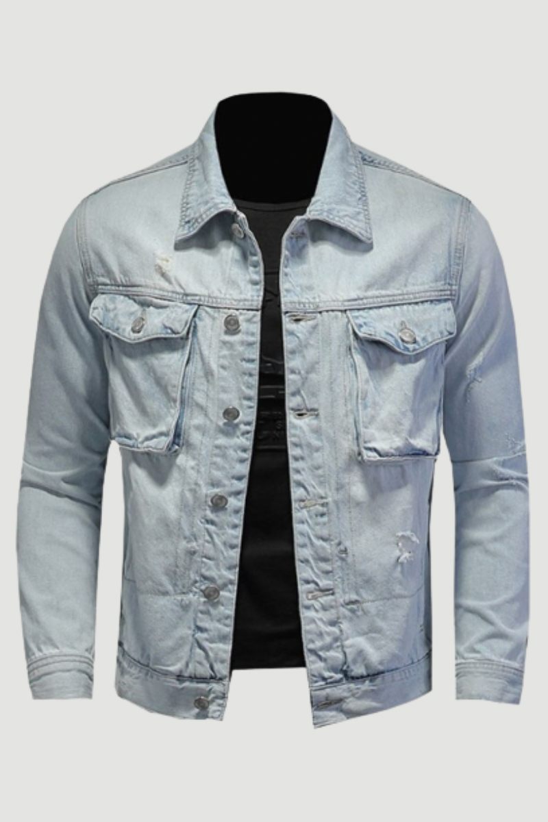 Denim Motorcykel Mænd Jakke High Street Retro Bomber Jacket Tøj