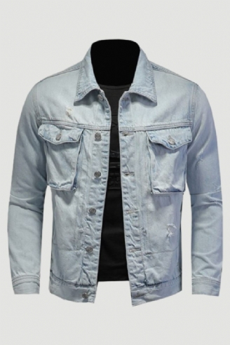 Denim Motorcykel Mænd Jakke High Street Retro Bomber Jacket Tøj