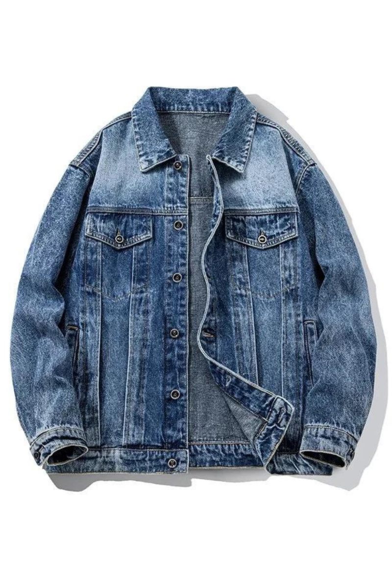 Denimjakke Til Mænd Casual Solid Multi-lommer Jakker Streetwear Jeans Herrefrakker Forår Efterår