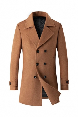 Double Breasted Coat Mænd Uld Jakke Lang Lapel Trench Coats Mand Vinter Windbreak Tøj