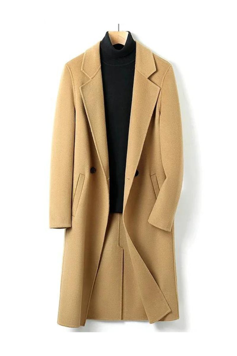 Double Faced Cashmere Mænd Frakker Slank Super Lang Jakke Mand Efterår Vinter Trench Coat Tøj