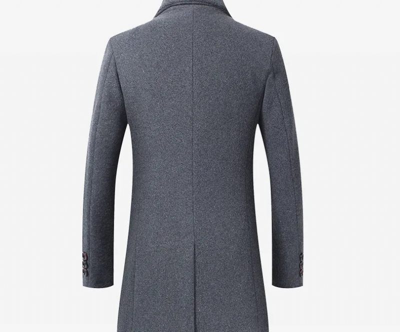 Efterår Vinter Boutique Uld Solid Mænds Casual Business Ulden Frakke Jakke Fortykket Og Varm Trench Coats Til Mænd - Kaki