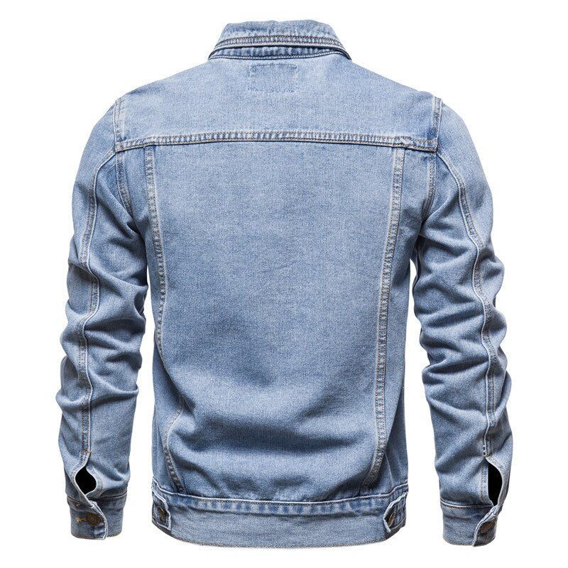 Forår Efterår Mænd Denimjakke Slim Fit Streetwear Hip Hop Punk Frakke Blå Bomuld Højkvalitets Cowboy Lapel Outwear - Sort