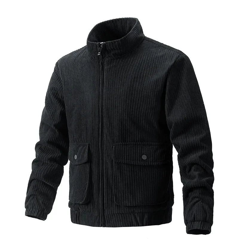 Herre Fløjlsjakke Windbreaker Camping Man Frakke Taktisk Beklædning Opvarmning Casual Windbreak Outdoor Cardigan Frakker - Sort